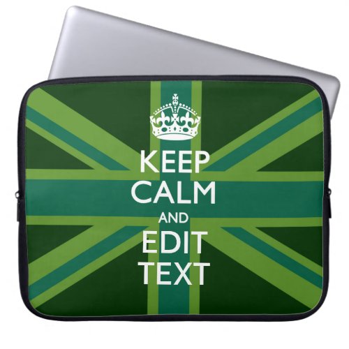 Accent Green Keep Calm And Your Text Union Jack Laptop Sleeve
