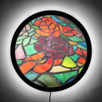 Accent Lighting Stained Glass Rose Floral 