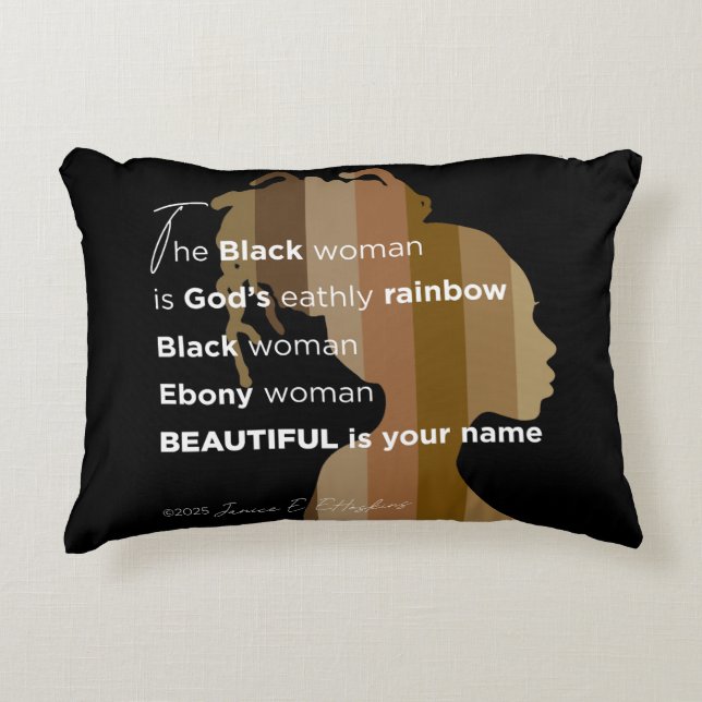 Accent Pillow "Ebony Woman" Beautiful is your name (Front)