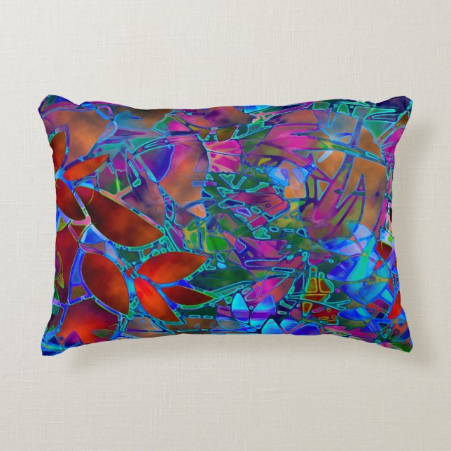 Accent Pillow Floral Stained Glass (Front)