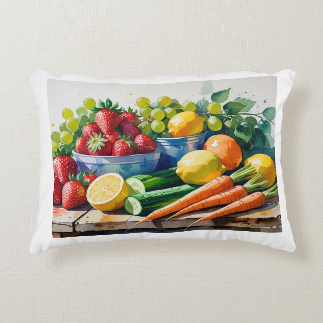 Accent Pillow – Fruits & Vegetables Decor (Front)