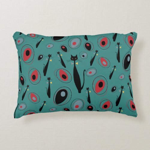 Accent Pillow  MidCentury Modern Atomic Cats