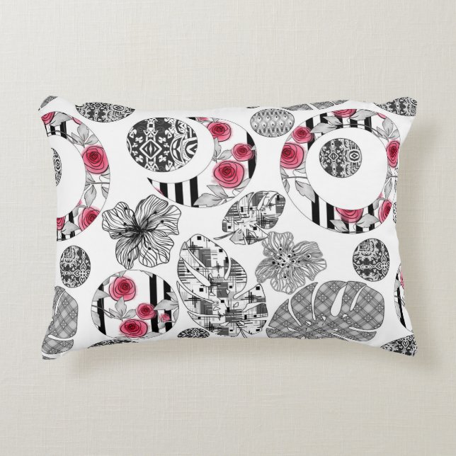 Accent Pillow,Red and Black, Quilting ,Patchwork Accent Pillow (Front)