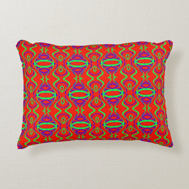 Accent Pillow, Red fabric print pattern design  Pillow (Front)