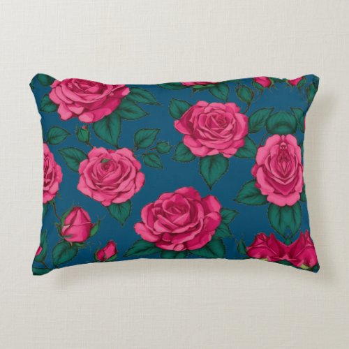  Accent PillowRed Rose buds Pattern Accent Pillow