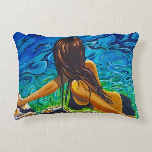 Accent Pillow with Beach Girl (Front)