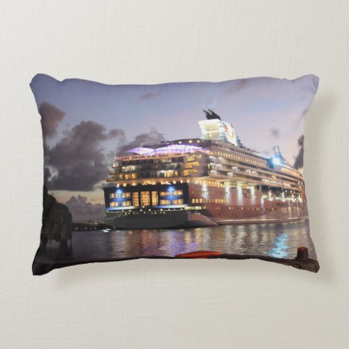 Accent Pillow With picture of Cruise Ship at night