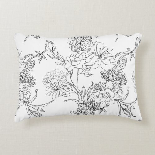 Accent Pillows _ Black and White Floral Print