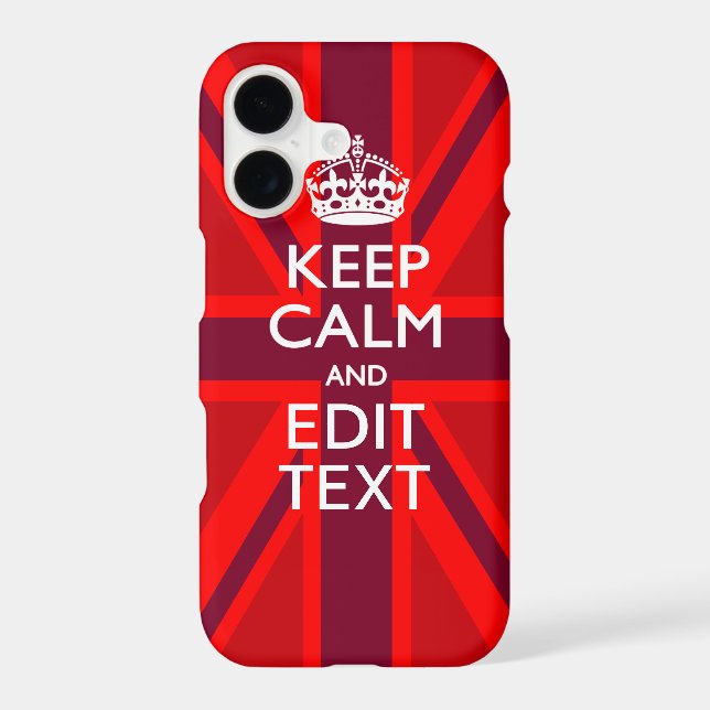 Accent Red Keep Calm Your Text on Union Jack Flag Iphone Case (Back)