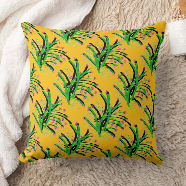 Accent Shrub Decorative Citrus Yellow   Throw Pillow (Blanket)