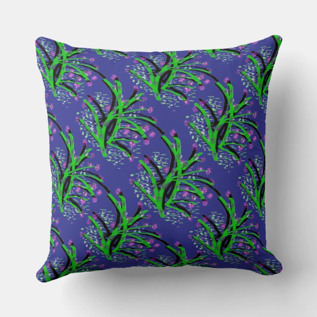 Accent Shrub Decorative Deep Blue  Throw Pillow (Back)