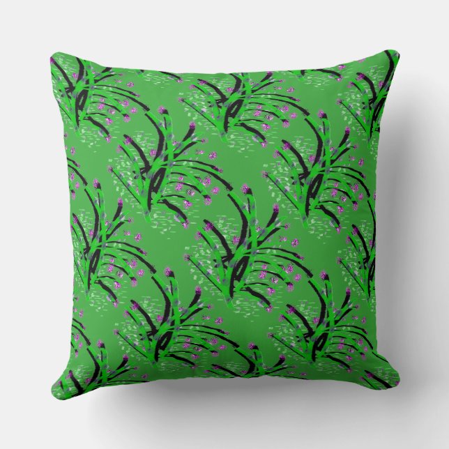 Accent Shrub Decorative Green  Throw Pillow (Back)