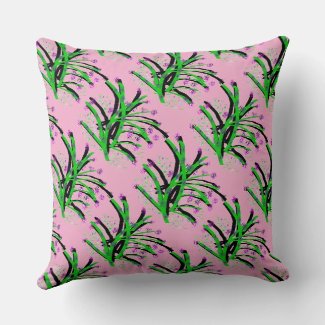 Accent Shrub Decorative Pink  Throw Pillow (Back)
