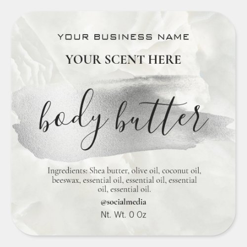 Accent Silver And Marble Body Butter Labels