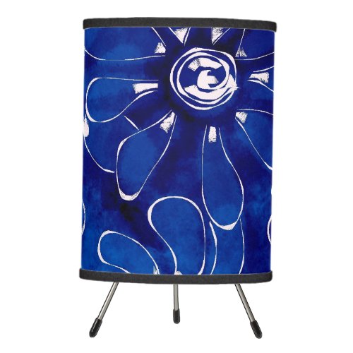 Accent Table Lamp Blue White Floral Abstract
