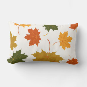 Accent Throw Pillow-Autumn Falling Leaves Lumbar Pillow