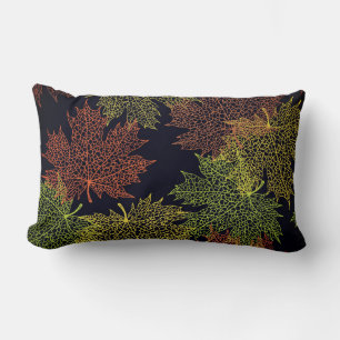 Accent Throw Pillow-Autumn Falling Leaves Lumbar Pillow