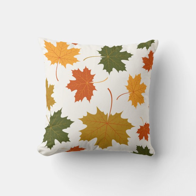 Accent Throw Pillow-Autumn Falling Leaves Pillow (Front)