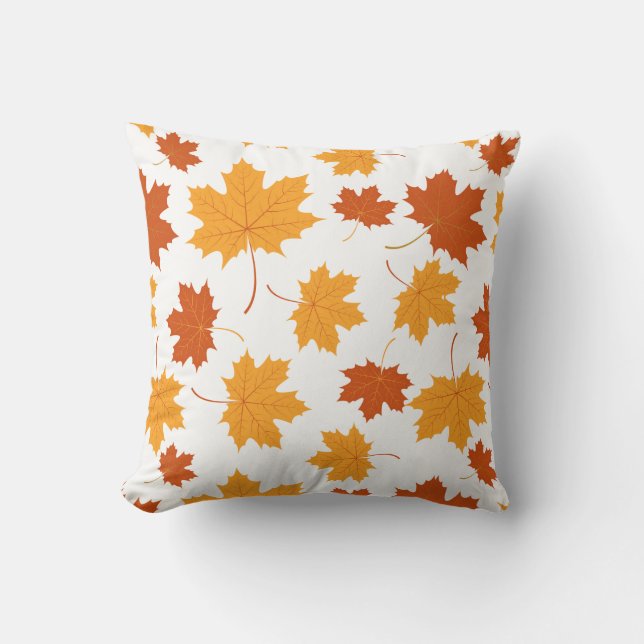 Accent Throw Pillow-Autumn Falling Leaves Pillow (Front)