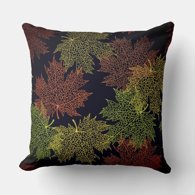 Accent Throw Pillow-Autumn Falling Leaves Pillow (Front)
