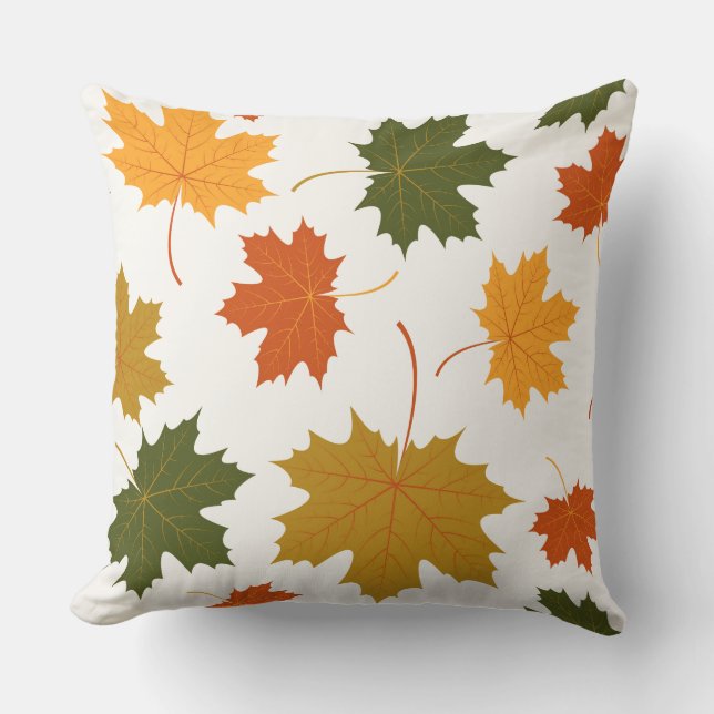 Accent Throw Pillow-Autumn Falling Leaves Pillow (Front)