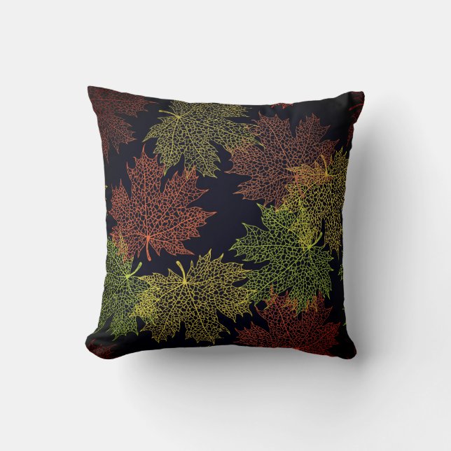 Accent Throw Pillow-Autumn Falling Leaves Pillow (Front)