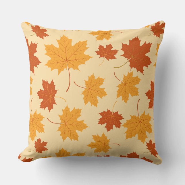 Accent Throw Pillow-Autumn Falling Leaves Pillow (Front)