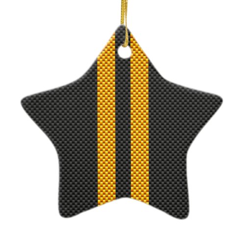 Accent Yellow Racing Stripes Carbon Fiber Style Ceramic Ornament