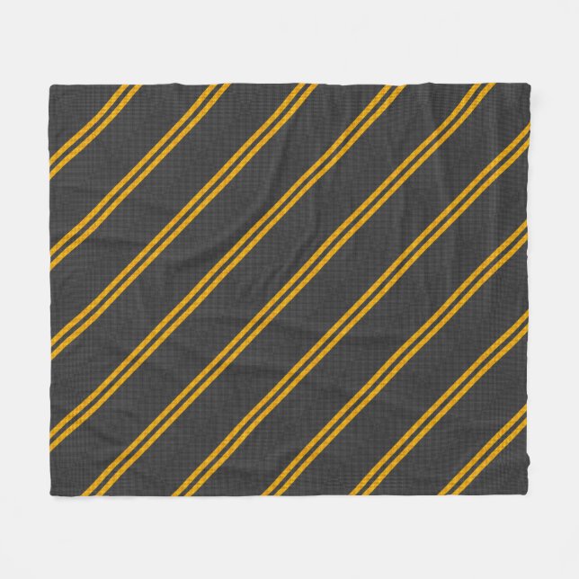 Accent Yellow Racing Stripes Carbon Fiber Style Fleece Blanket (Front (Horizontal))