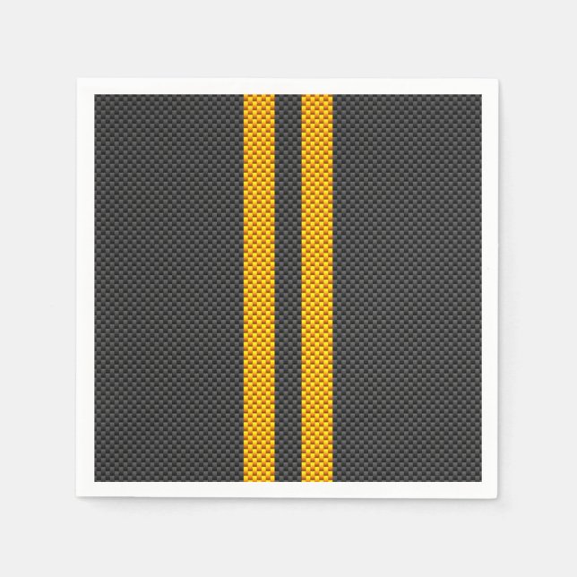 Accent Yellow Racing Stripes Carbon Fiber Style Napkins (Front)