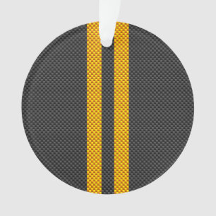 Accent Yellow Racing Stripes Carbon Fiber Style Ornament