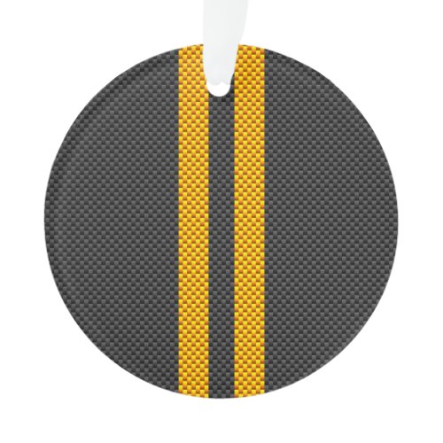 Accent Yellow Racing Stripes Carbon Fiber Style Ornament