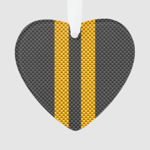 Accent Yellow Racing Stripes Carbon Fiber Style Ornament