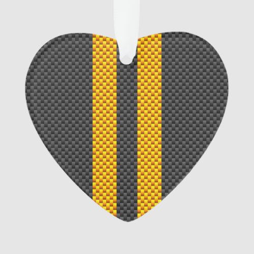 Accent Yellow Racing Stripes Carbon Fiber Style Ornament