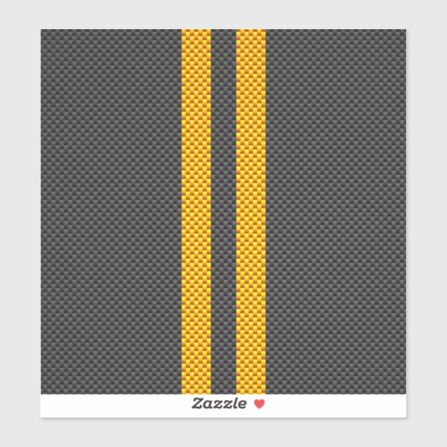Accent Yellow Racing Stripes Carbon Fiber Style Sticker (Sheet)