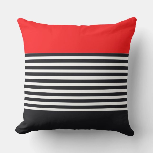 Accented With Bright Red Outdoor Pillow (Front)