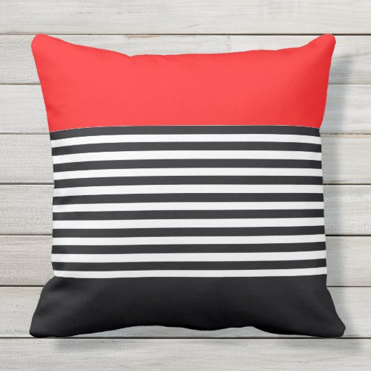 Accented With Bright Red Outdoor Pillow