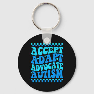 Accept Adapt Advocate Autism Awareness Month Men W Keychain