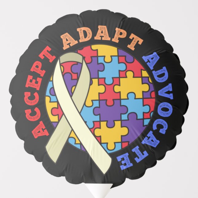 Accept Adapt Advocate-Autism Awareness World Ribbo Balloon (Front)