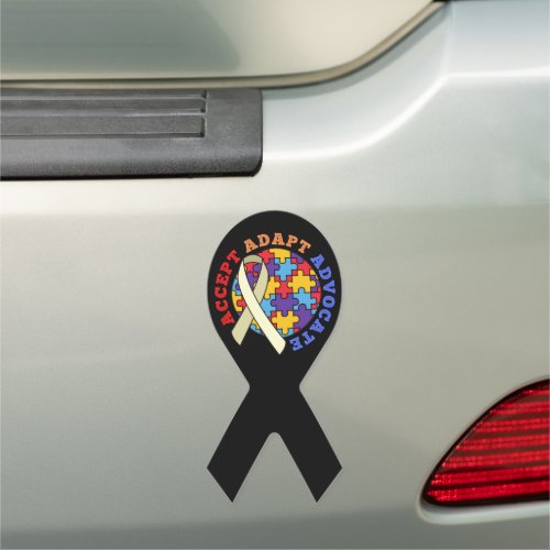 Accept Adapt Advocate_Autism Awareness World Ribbo Car Magnet