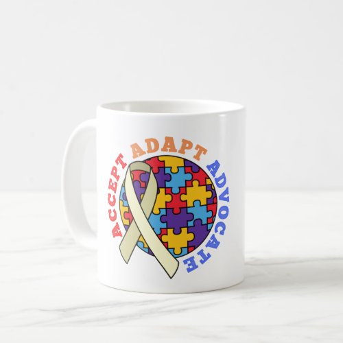 Accept Adapt Advocate_Autism Awareness World Ribbo Coffee Mug