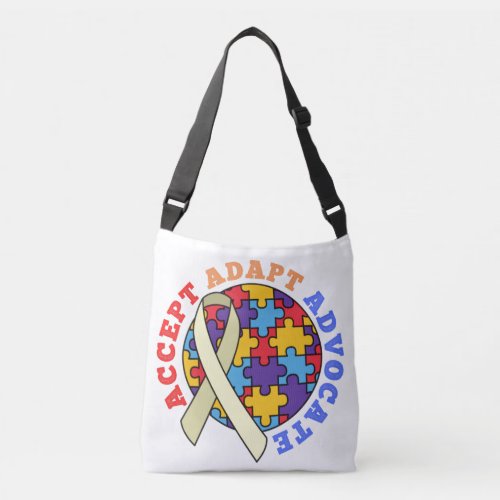 Accept Adapt Advocate_Autism Awareness World Ribbo Crossbody Bag