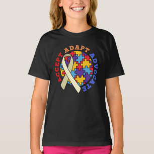 Accept Adapt Advocate-Autism Awareness World Ribbo T-Shirt