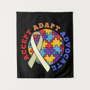 Accept Adapt Advocate-Autism Awareness World Ribbo Tapestry