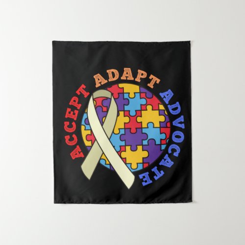 Accept Adapt Advocate_Autism Awareness World Ribbo Tapestry