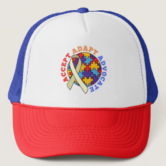 Accept Adapt Advocate-Autism Awareness World Ribbo Trucker Hat