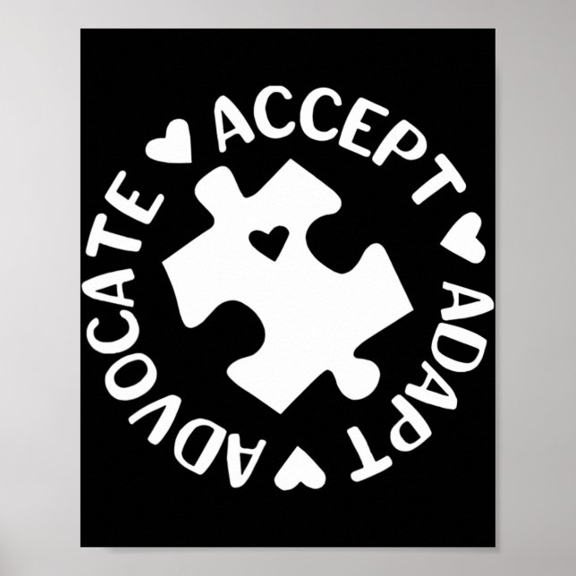 Accept Adapt Advocate Puzzle Piece Autism Awards Poster (Front)