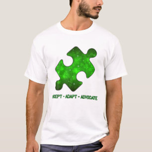 Accept Adapt Avocate Puzzle Shamrock Autism St Pat T-Shirt