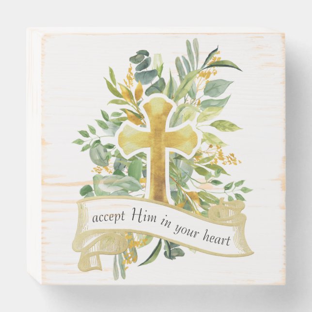 Accept Jesus in your Heart -  Wooden Box Sign (Front Horizontal)