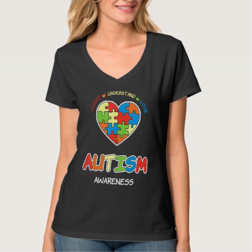 Accept Love Autism Awareness Month Day Heart Puzzl T_Shirt